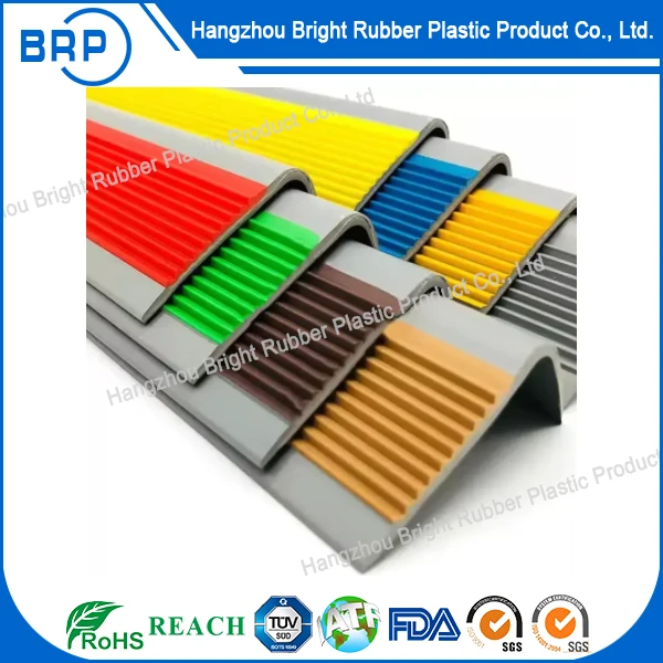 L Shape Colored Anti Slip Pvc Rubber Stair Nosing Edge Trim Protective Strip